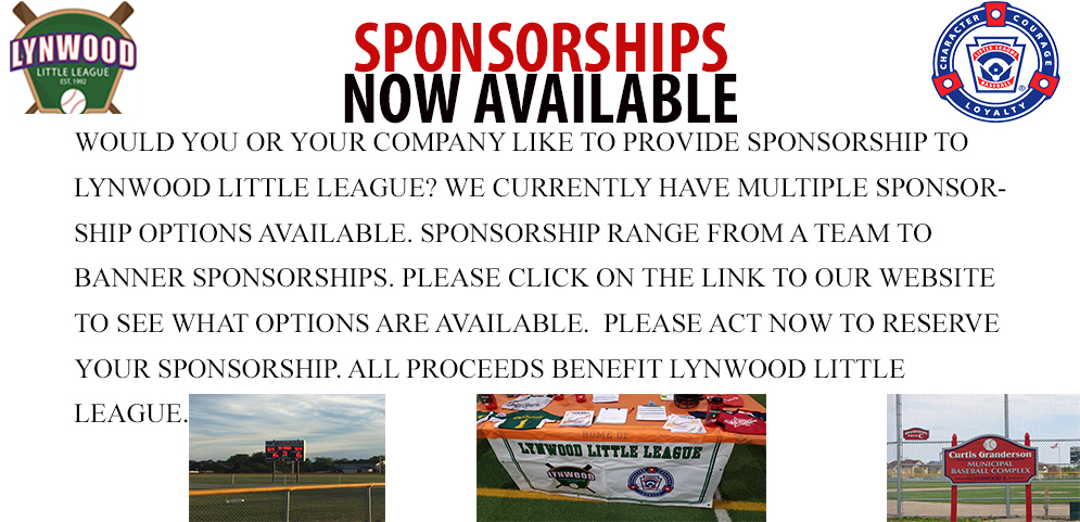 SPONSORSHIPS AVAILABLE